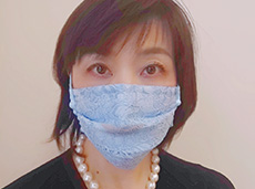 おしゃれ布マスク(着用状態)
